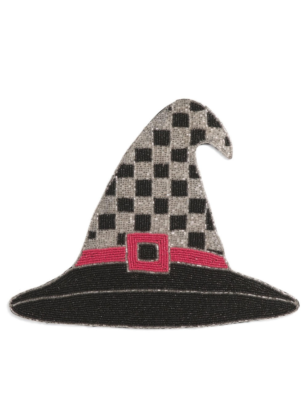 🆕 MC Style Halloween Witch Hat Beaded Placemats Black & White Checker Pink Cute